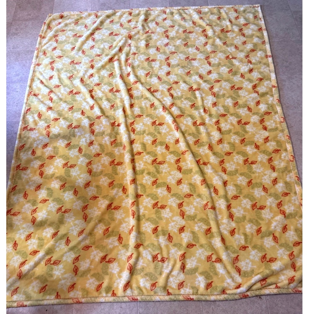 Unbranded Leaf Print Plush Fleece Throw Blanket Yellow Autumn 50x60
Fall